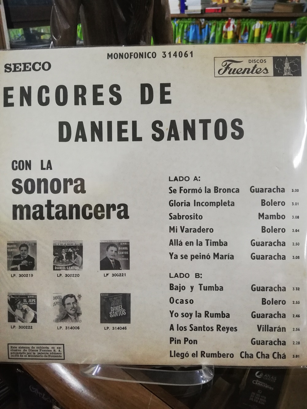 Imagen LP DANIEL SANTOS - ENCORES DE DANIEL SANTOS CON LA SONORA MATANCERA 2