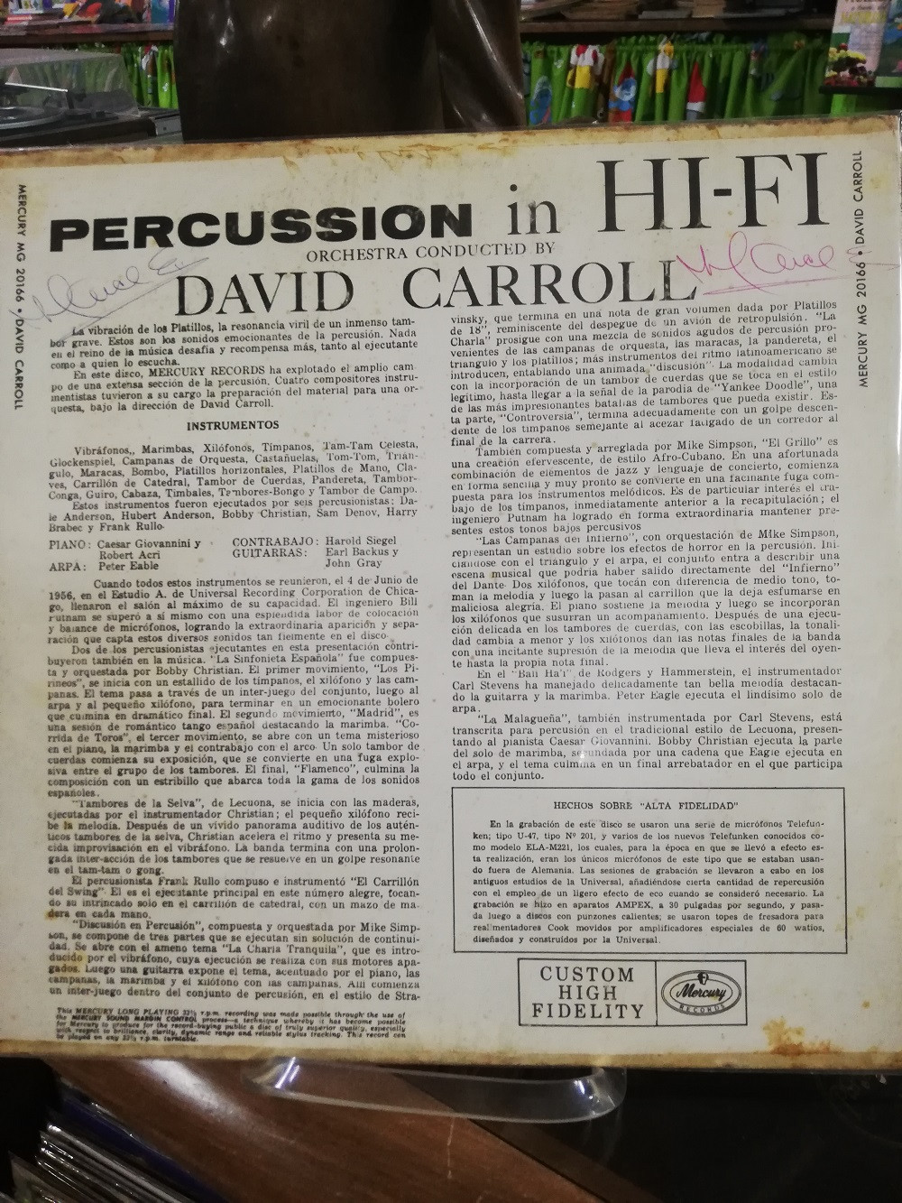 Imagen LP DAVID CARROLL & ORCHESTRA - PERCUSSION IN HI-FI 2