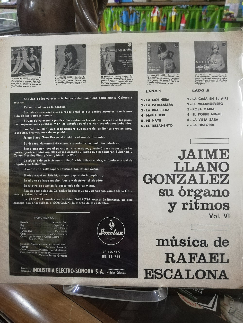 Imagen LP JAIME LLANO GONZALEZ SU ORGANO Y RITMOS - SABROSA MÚSICA DE RAFAEL ESCALONA 2
