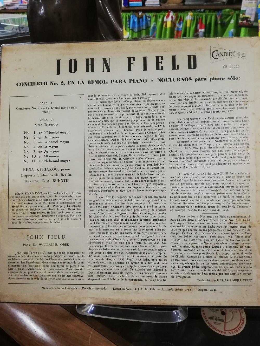 Imagen LP JOHN FIELD - CONCIERTO No. 2 EN LA BEMOL, PARA PIANO/NOCTURNOS PARA PIANO 2