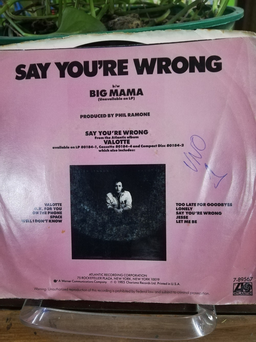 Imagen LP JULIAN LENNON - SAY YOU´RE WRONG / BIG MAMA 2