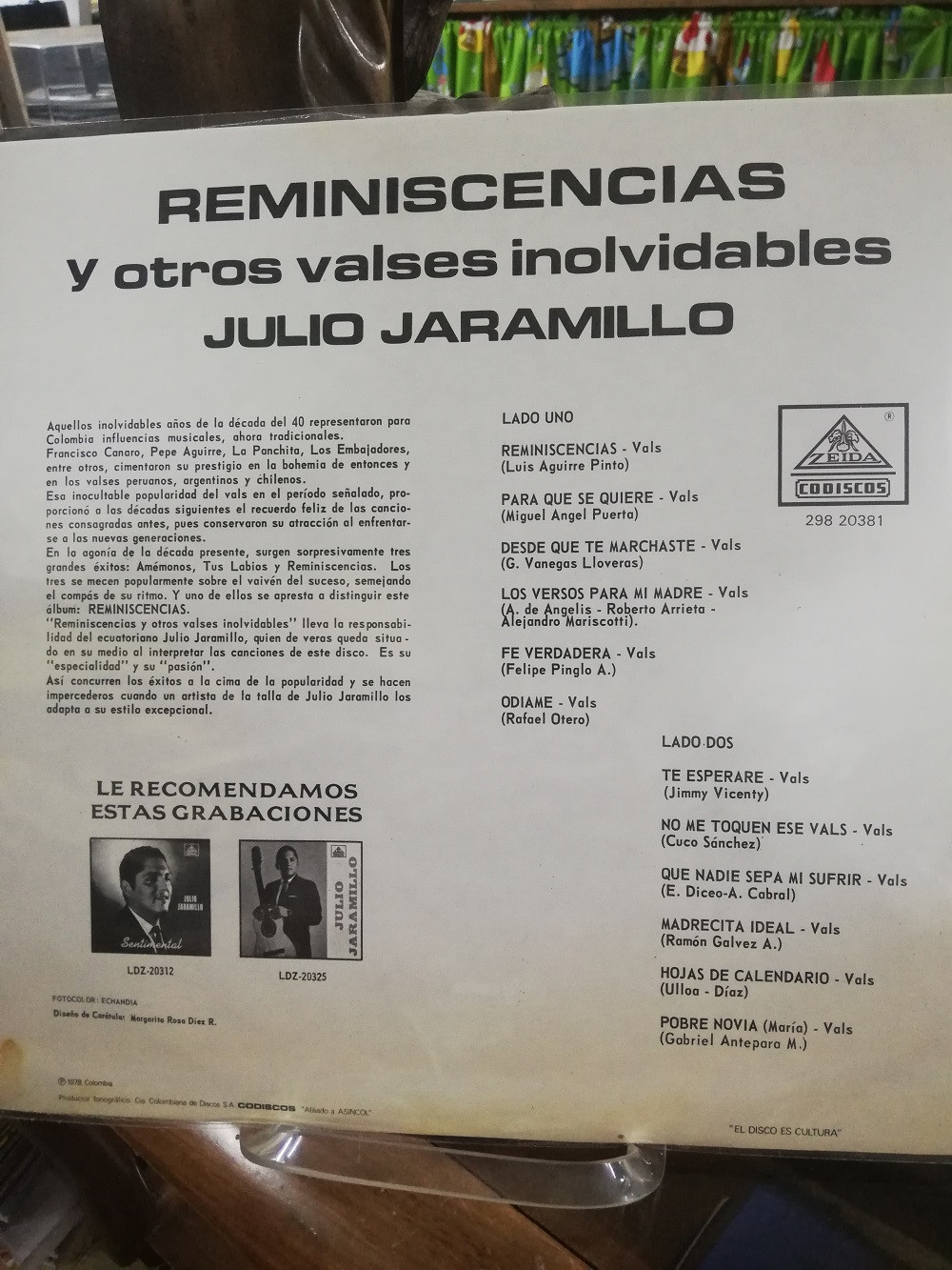 Imagen LP JULIO JARAMILLO - REMINISCENCIAS Y OTROS VALSES INOLVIDABLES 2