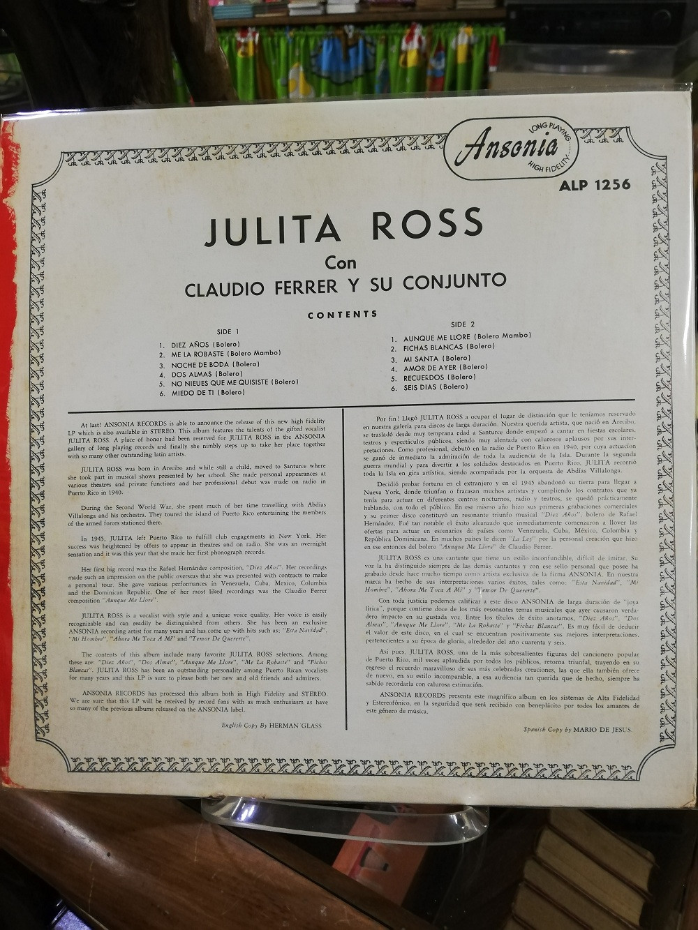 Imagen LP JULITA ROSS - JULITA ROSS CON CLAUDIO FERRER Y SU CONJUNTO 2