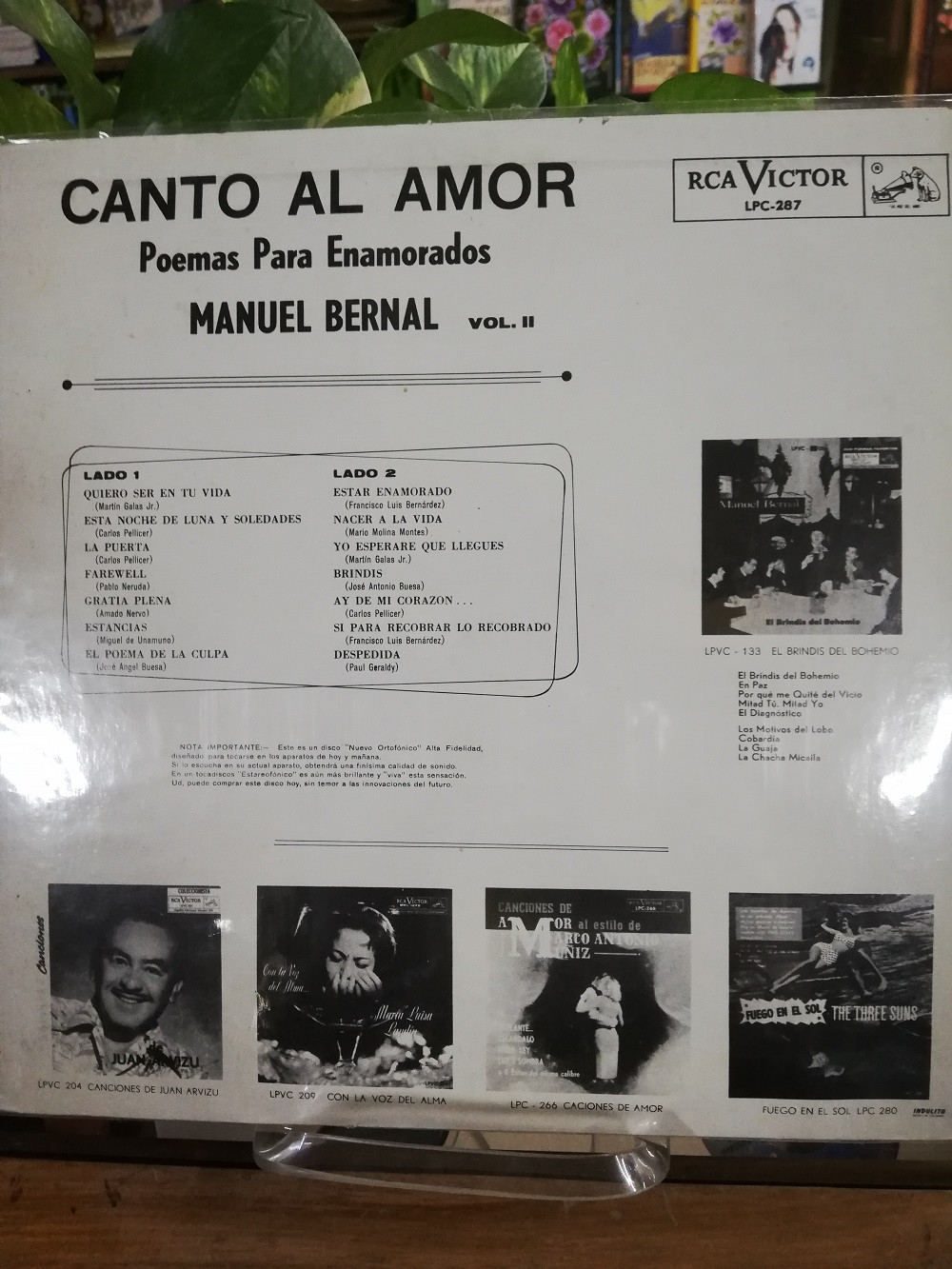 Imagen LP MANUEL BERNAL - CANTO AL AMOR, POEMAS PARA ENAMORADOS VOL. 2 2