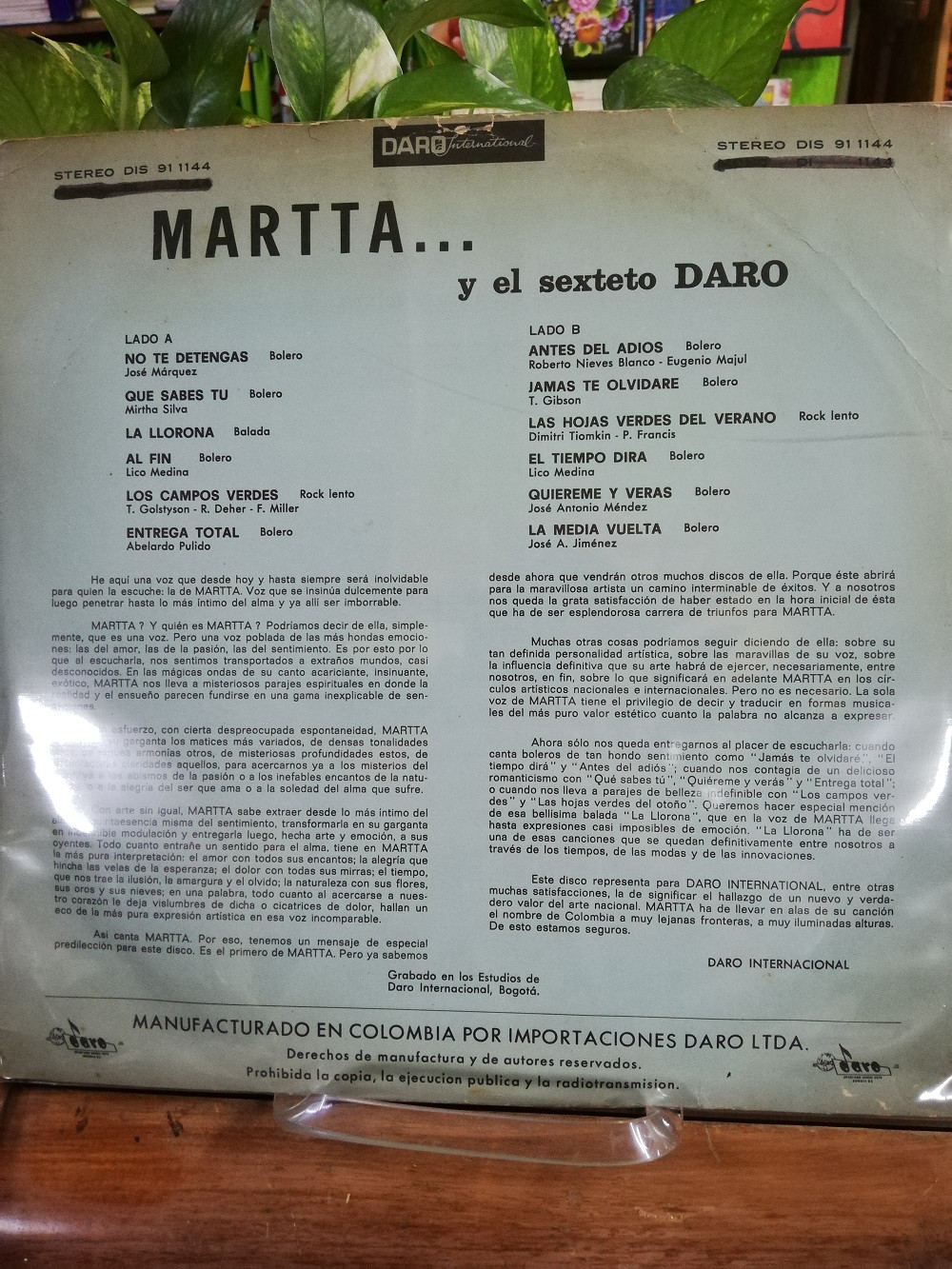 Imagen LP MARTTA - MARTTA Y EL SEXTETO DARO 2