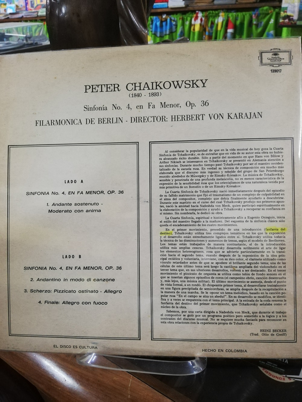 Imagen LP PETER TCHAIKOWSKY - SINFONIA No. 4 EN FA MENOR OP. 36 2