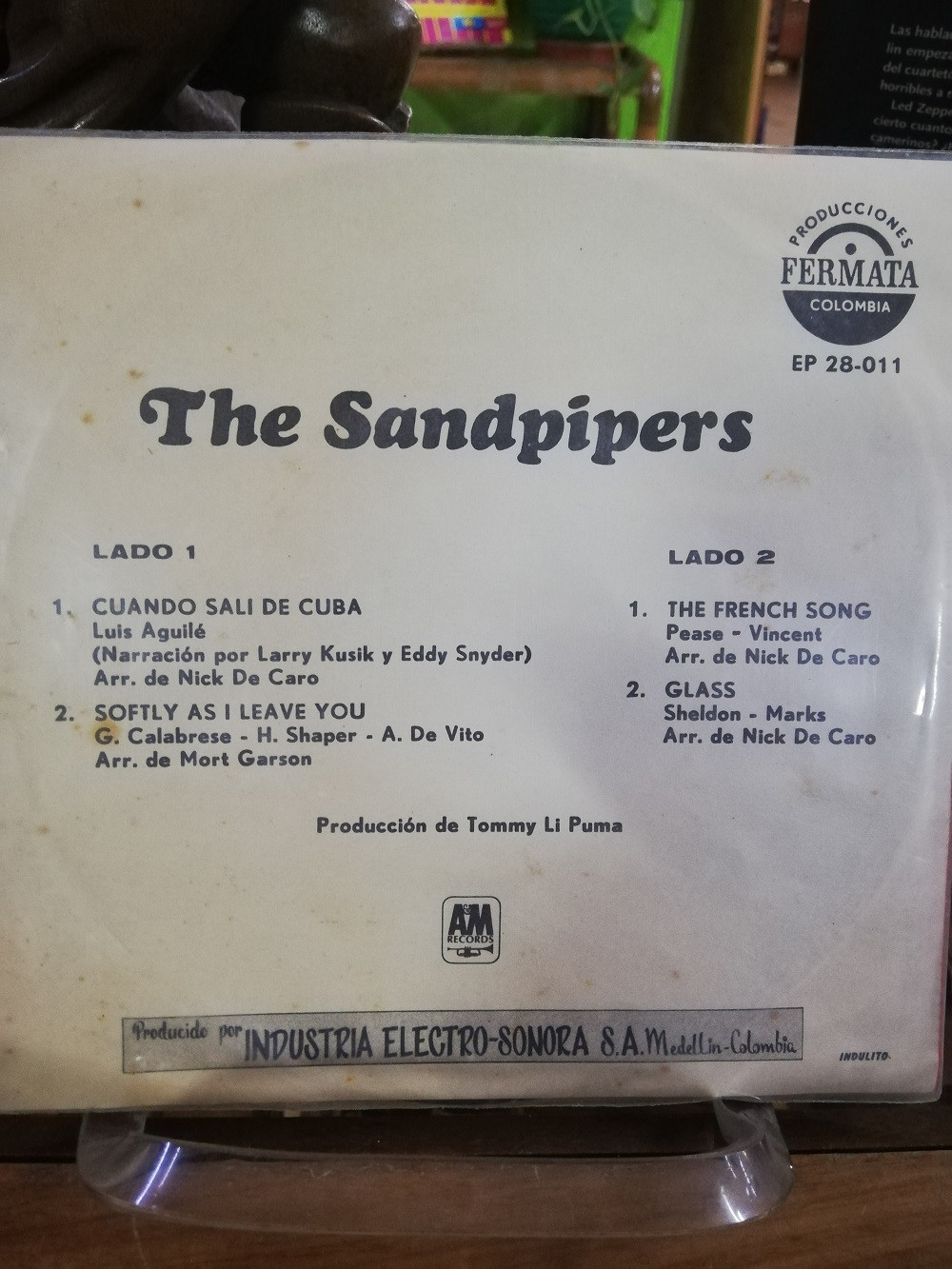 Imagen LP THE SANDPIPERS - CUANDO SALI DE CUBA-SOFTLY AS I LEAVE YOU / THE FRENCH SONG-GLASS 2