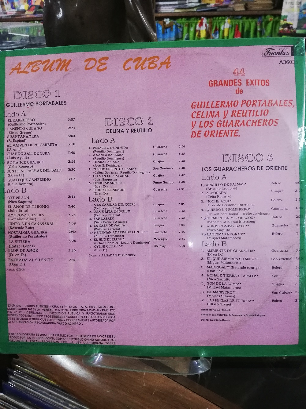 Imagen LP X 3 ALBUM DE CUBA - GUILLERMO PORTABALES/CELINA Y REUTILIO/GUARACHEROS DE ORIENTE 2