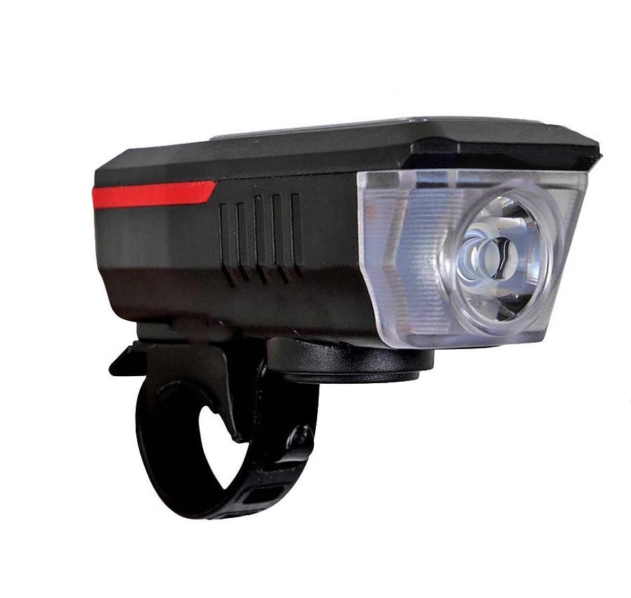 Imagen Luz LED Delantera Recargable USB Para Bicicleta Con Bocina 4