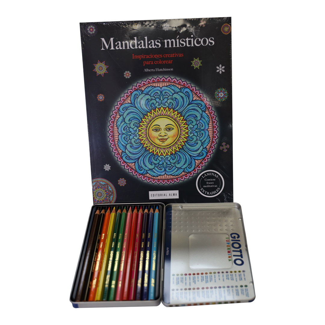 Imagen Mandalas magícos. Inspiraciones creativas para colorear + COLORES GIOTTO SUPERMINA LATA X 12
