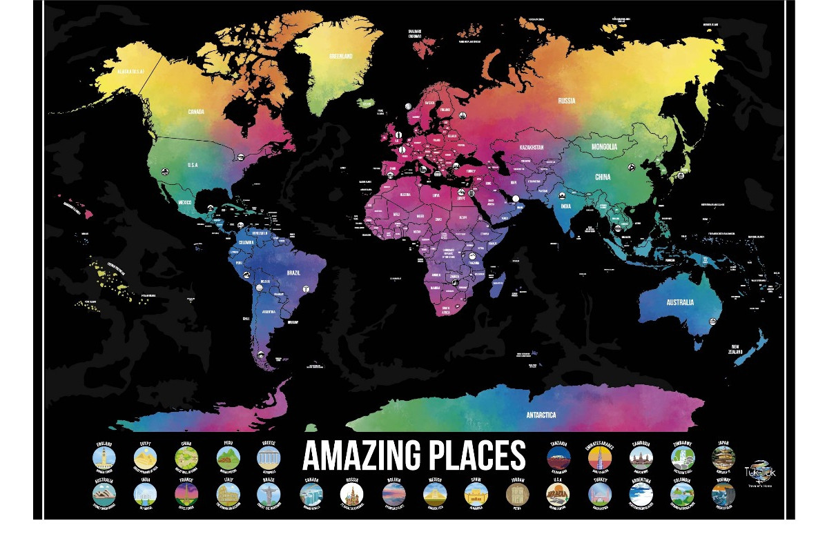 Mapa del mundo para raspar – Póster de mapa del mundo de 17 x 24 pulgadas,  el único mapa de viaje con papel de aluminio súper fácil para rascar