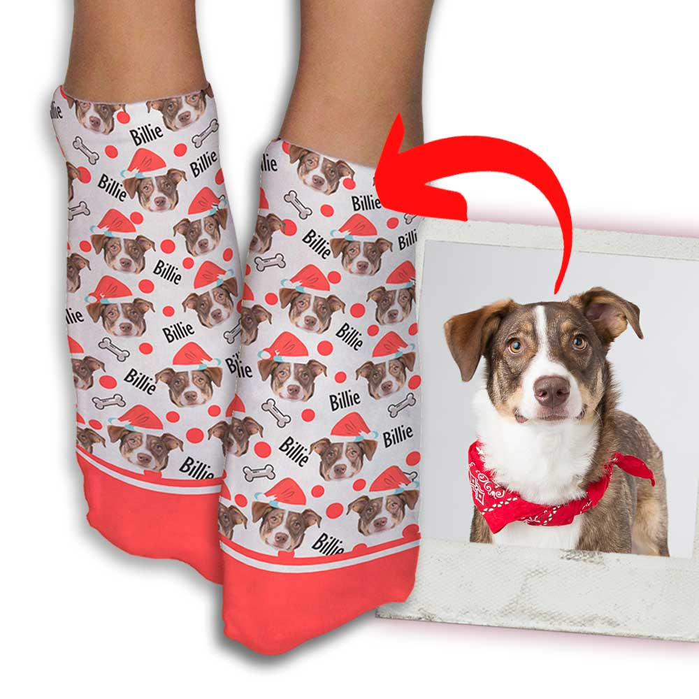 Imagen Media tobillera personalizada perros, Navidad, impresión por un lado  1