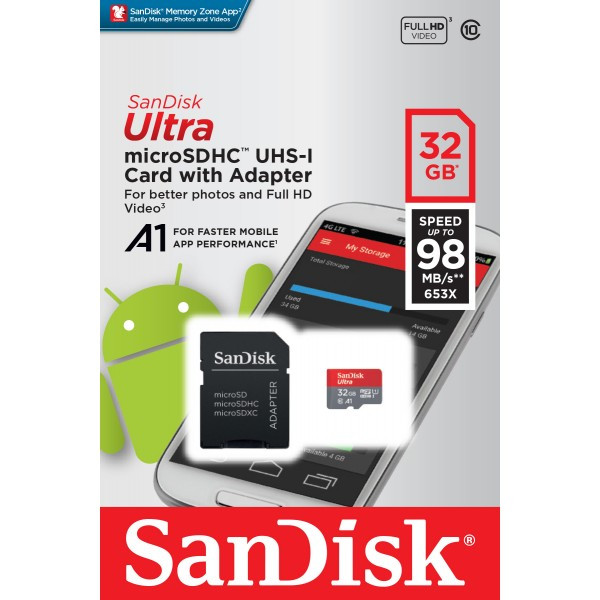 Imagen Memoria micro SDHC 32GB Sandisk ULTRA