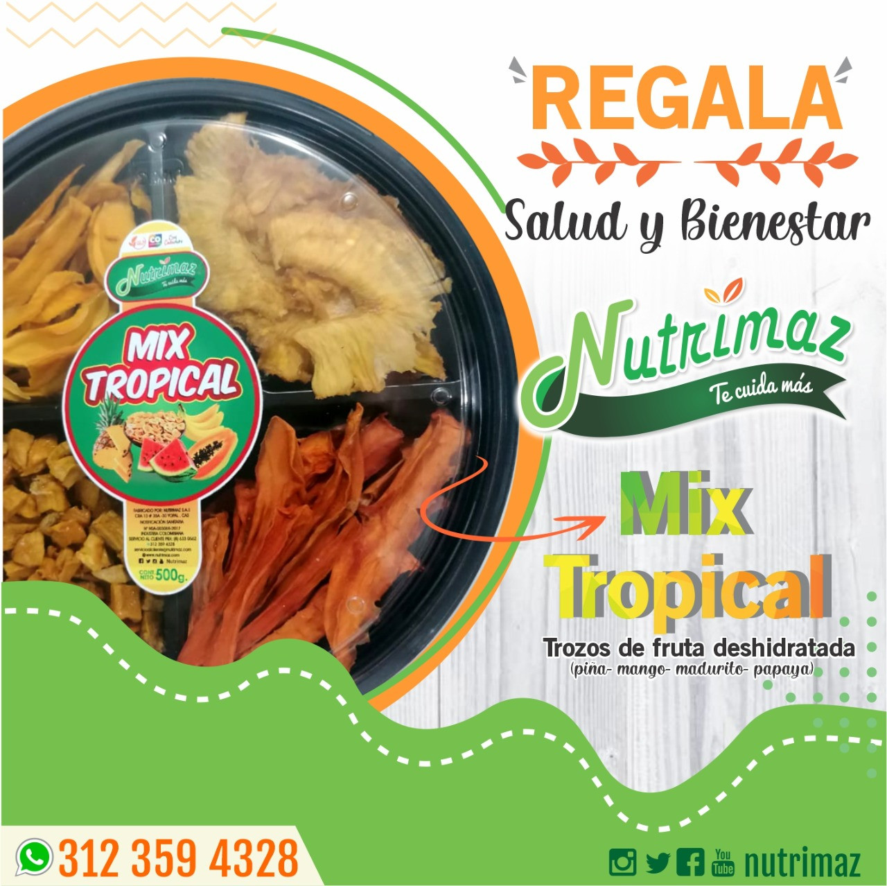 Imagen Mix Tropical (piña, mango, banano  y papaya) 500 g 3
