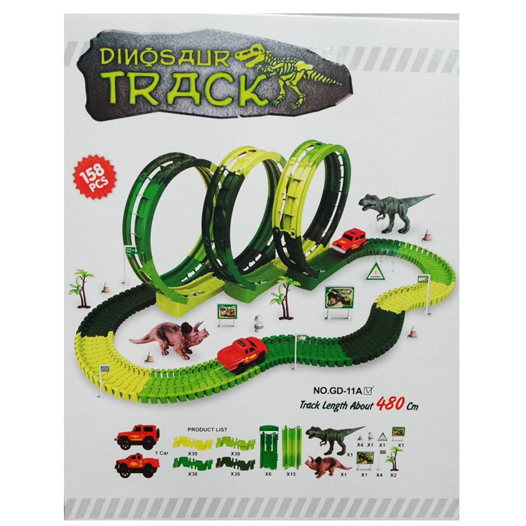 Imagen (N2047-Gd-11A) Pista De Carros Dinosaur Race 158 Piezas 2