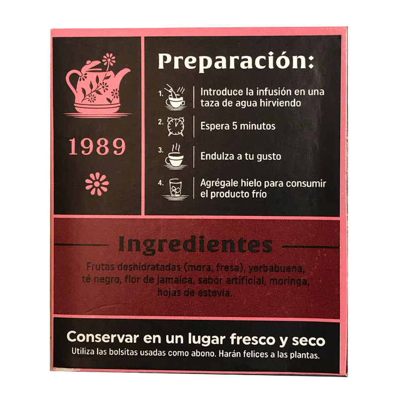 Imagen Pack x 12 cajas de infusiones Té Negro Moringa Frutos Rojos 2