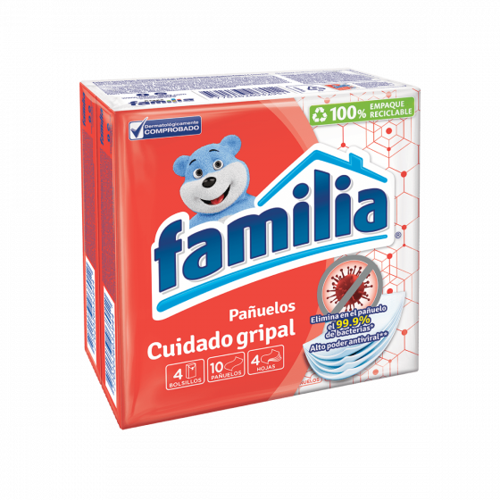 ImagenPañuelos Familia Cuidado Gripal X 4 paquetes de 10 und
