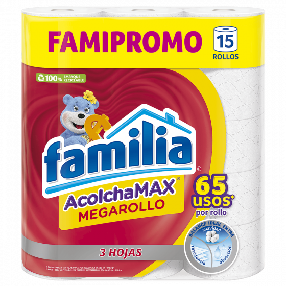 ImagenPapel Higiénico Familia AcolchaMAX MegaRollo X 15 Rollos
