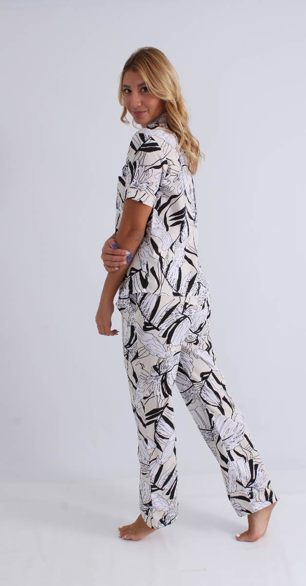 Imagen Pijama 100% algodón, en tejido plano, diseño camisero 3