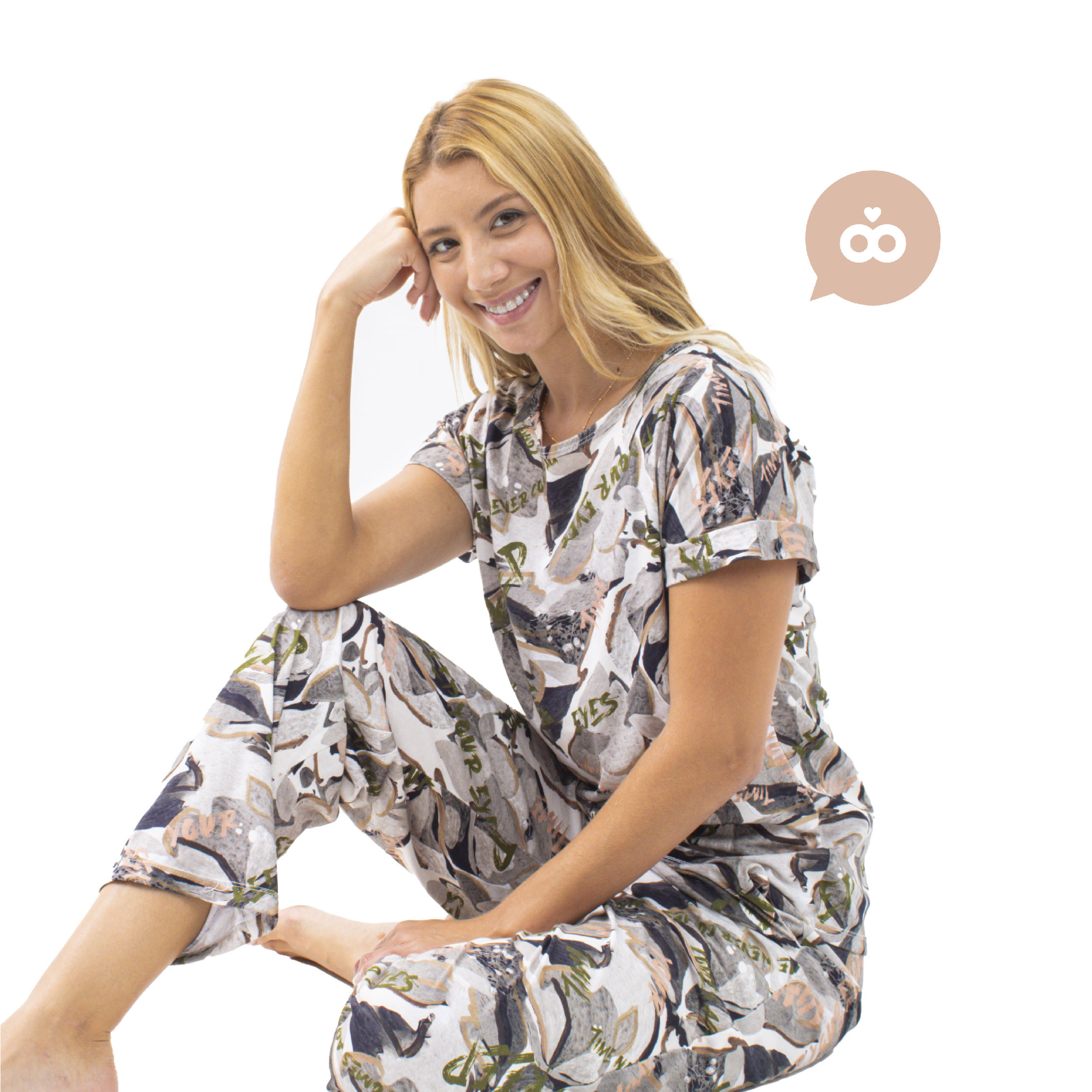Imagen Pijama 100% algodón, estampado acuarela. 1