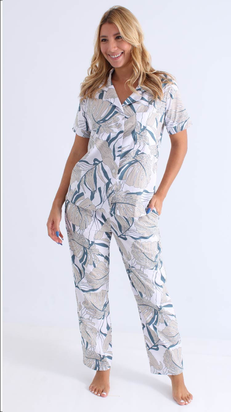 Imagen Pijama en Tejido Plano, 100% Algodón, diseño camisero. 2