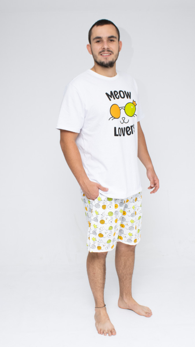 Imagen Pijama Hombre en Algodón, estamado Meow