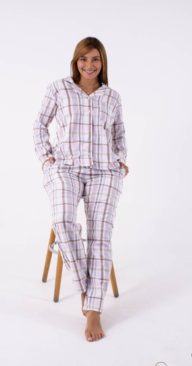 Imagen Pijama Leñadora, en 100% algodón color rosado. 2