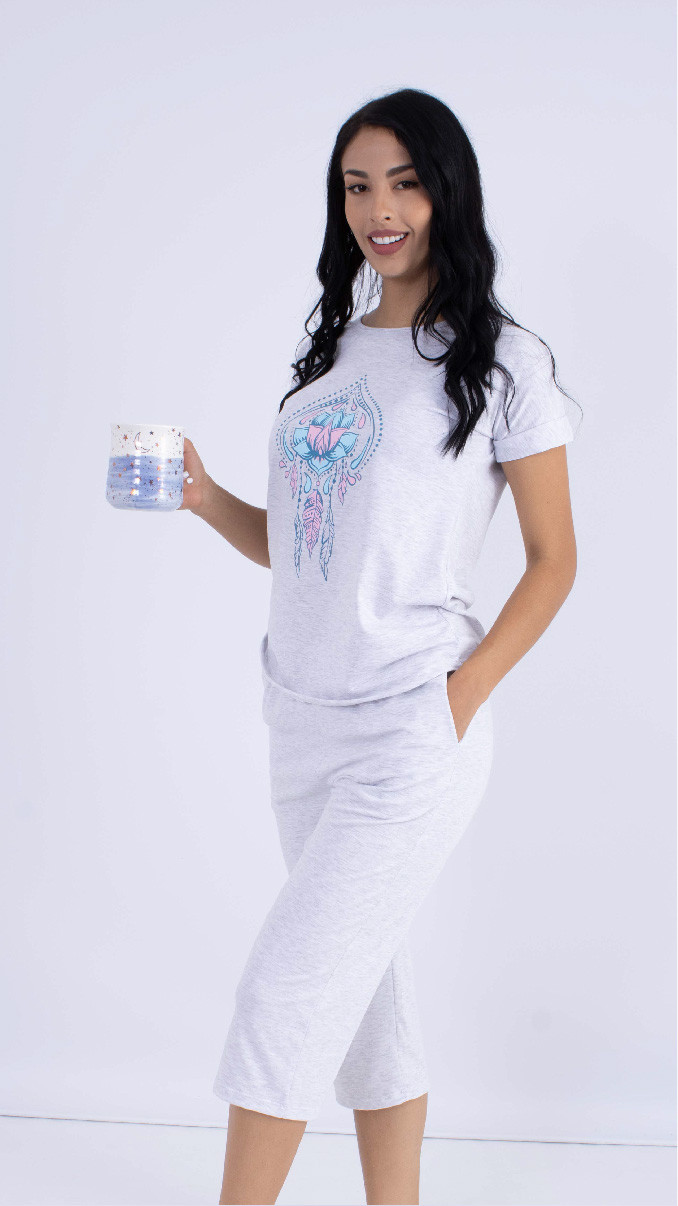 Imagen Pijama lycra cereza, color gris, estampado mandala 3