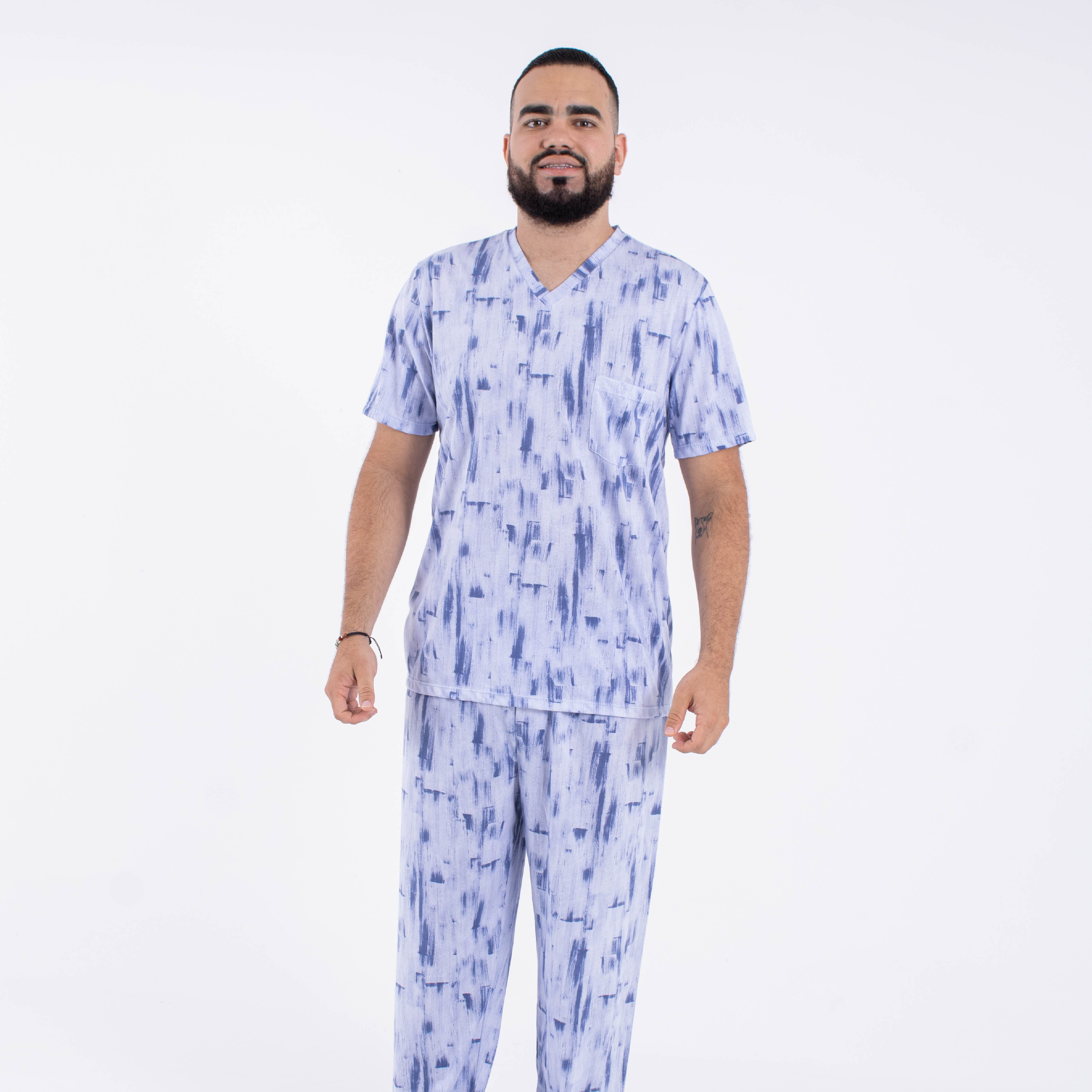 Imagen Pijama para hombre en 100% Algodón tejido de punto, color azul