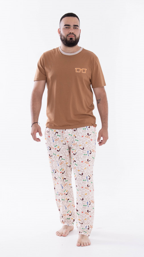 ImagenPijama para hombre, pantalón largo, diseño Gafas