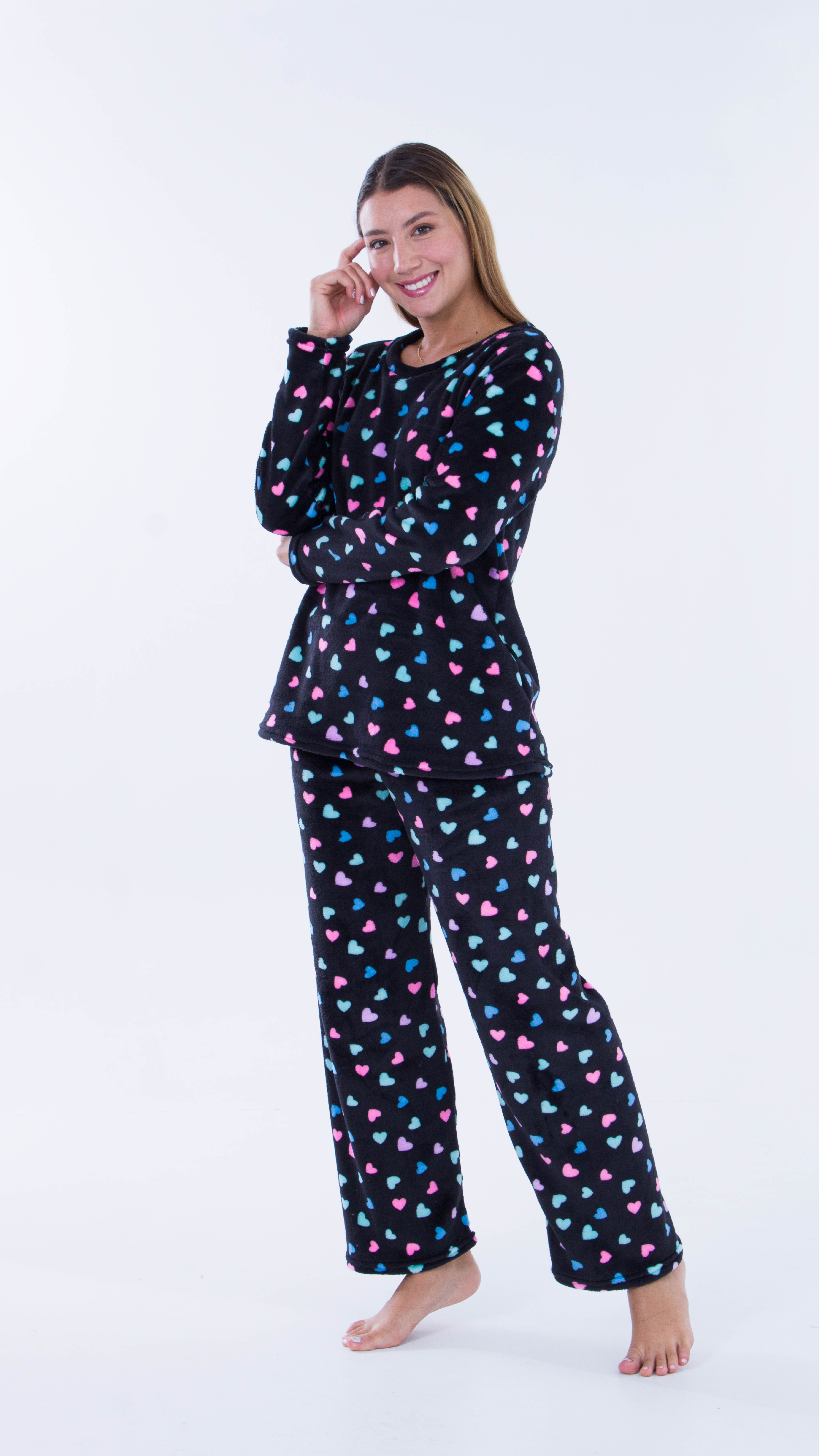 Imagen Pijama térmica, fondo negro-corazones de colores 2