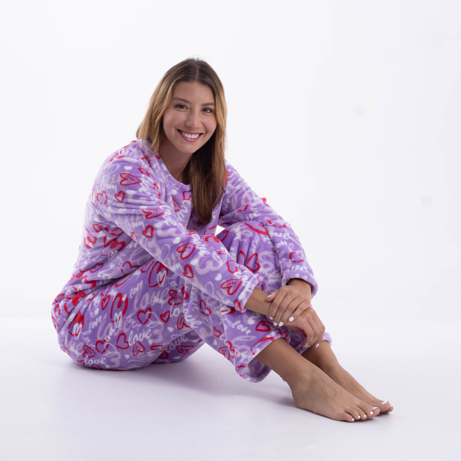 Imagen Pijama Termica Morada Corazones 1