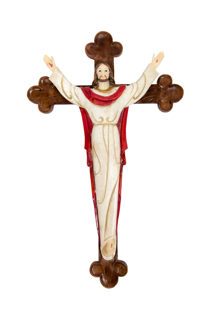 Imagen Placa Jesús Crucificado Vivo De 34 Cm 1