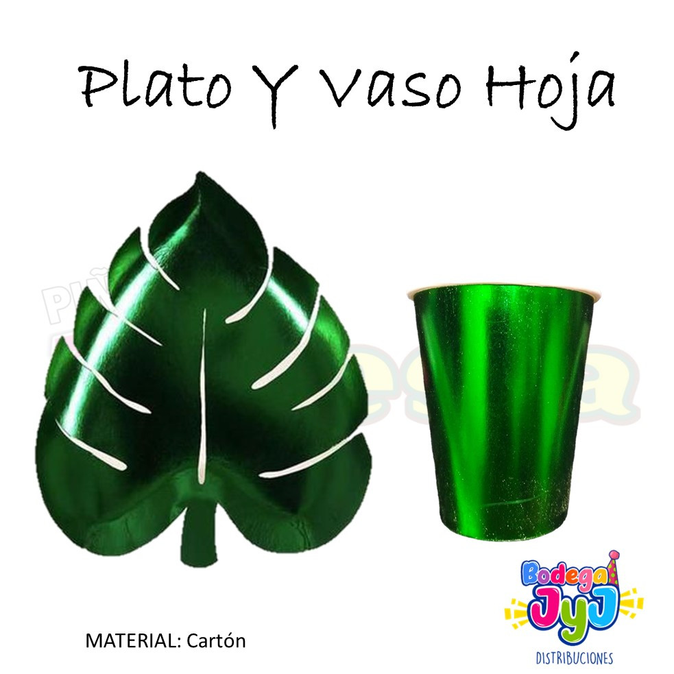 Imagen Plato Y Vaso Hoja Metalizada  1