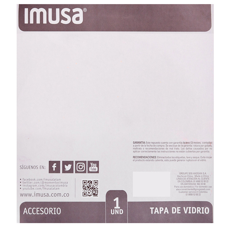 Imagen Respuesto Tapa de Vidrio 20 cm IMUSA 7