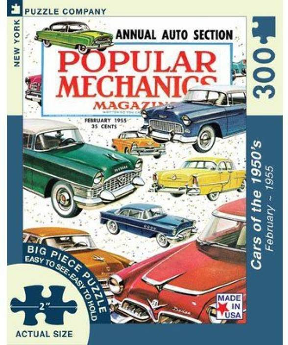 Imagen Rompecabezas Nueva York Puzzle Company – Mecánica Popular coches de los años cincuenta – 300 pieza rompecabezas