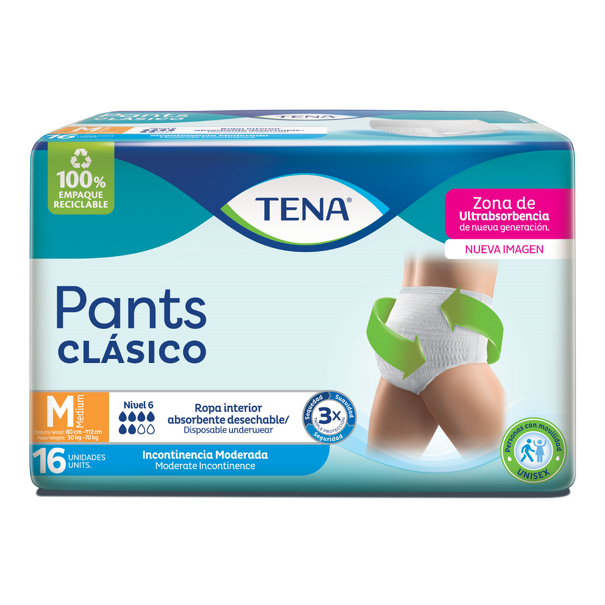 Imagen Ropa interior absorbente TENA Pants Clásico M x 16 Und