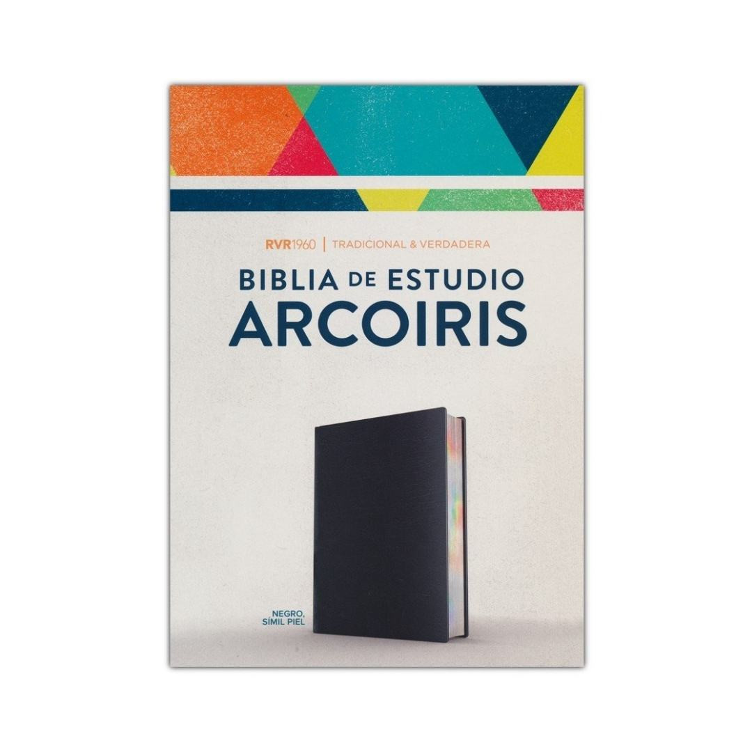 Imagen RVR 1960 Biblia de Estudios Arcoiris. Negro Simil Piel 1