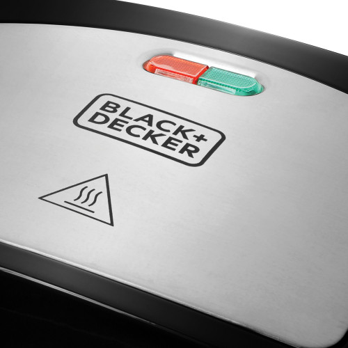 ImagenSandwichera de Placas Profundas Black+Decker 2 Porciones, Negro y Plata SM24530