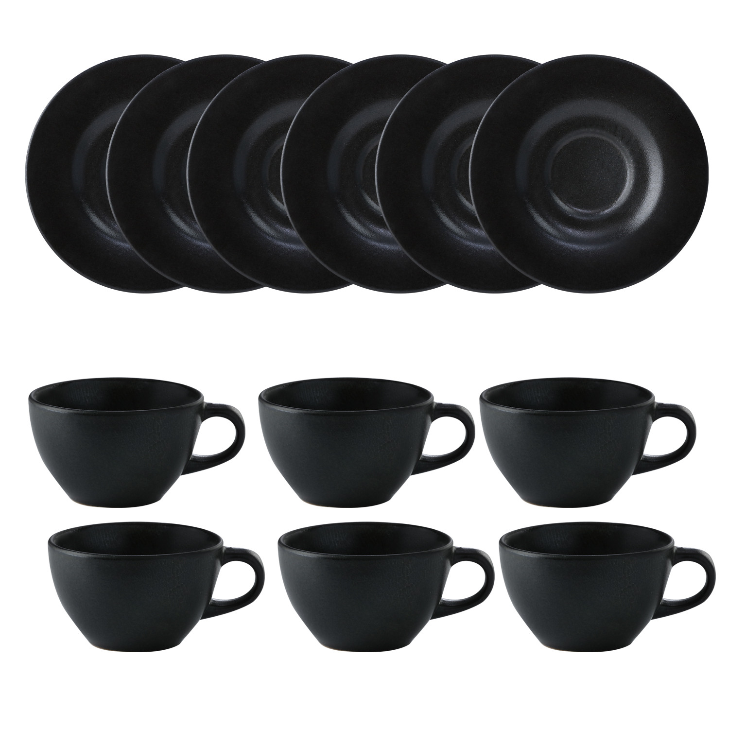 Imagen Set 6 pocillo café con platos Negro reactivo 1