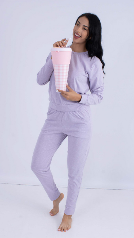 ImagenSet marañón, color lila, en algodón, pantalón con bolsillos laterales