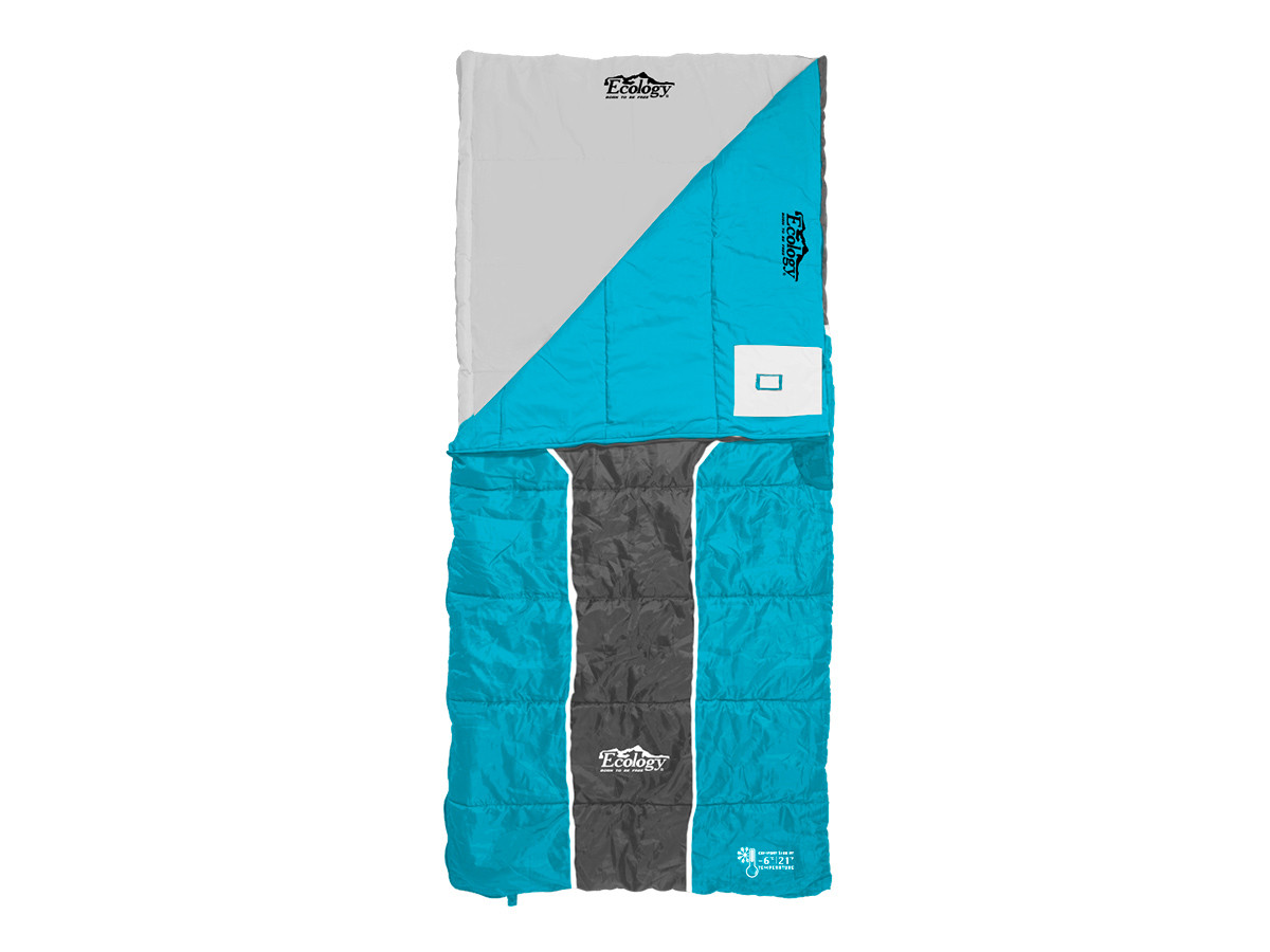 ImagenSleeping bag Mod. Coldtime azul y verde saco de dormir. Marca Ecology.