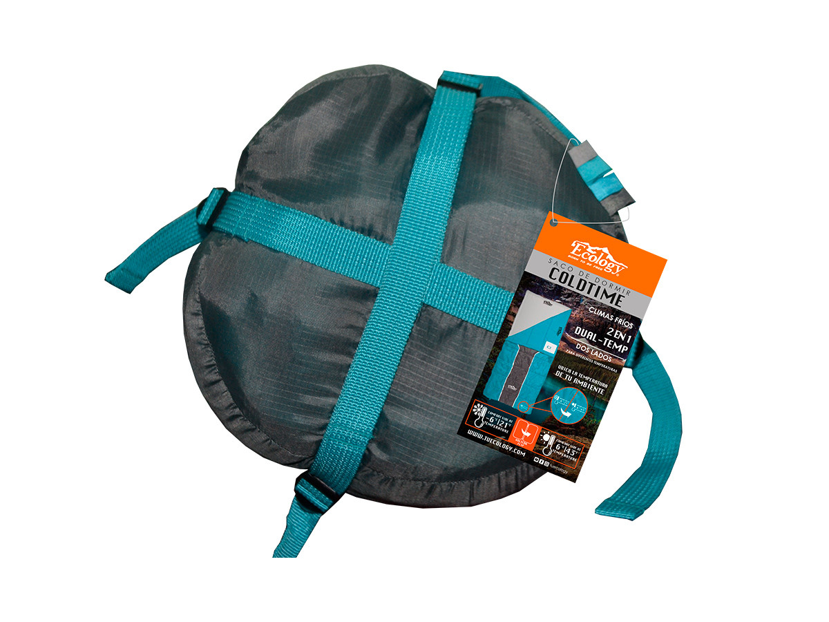 Imagen Sleeping bag Mod. Coldtime azul y verde saco de dormir. Marca Ecology. 4