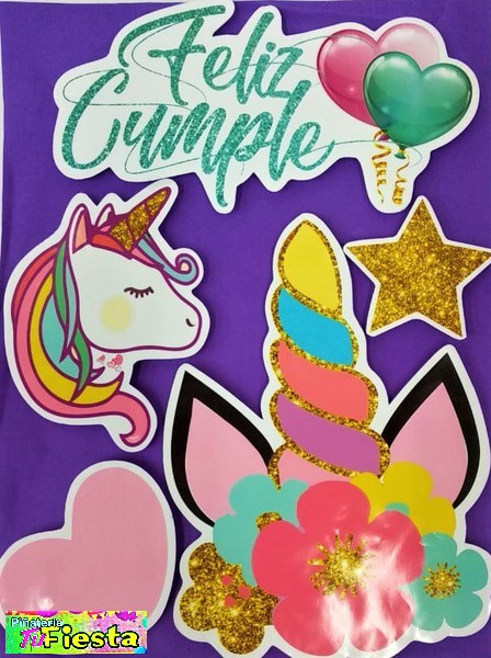 Imagen Sticker Para Torta Unicornio