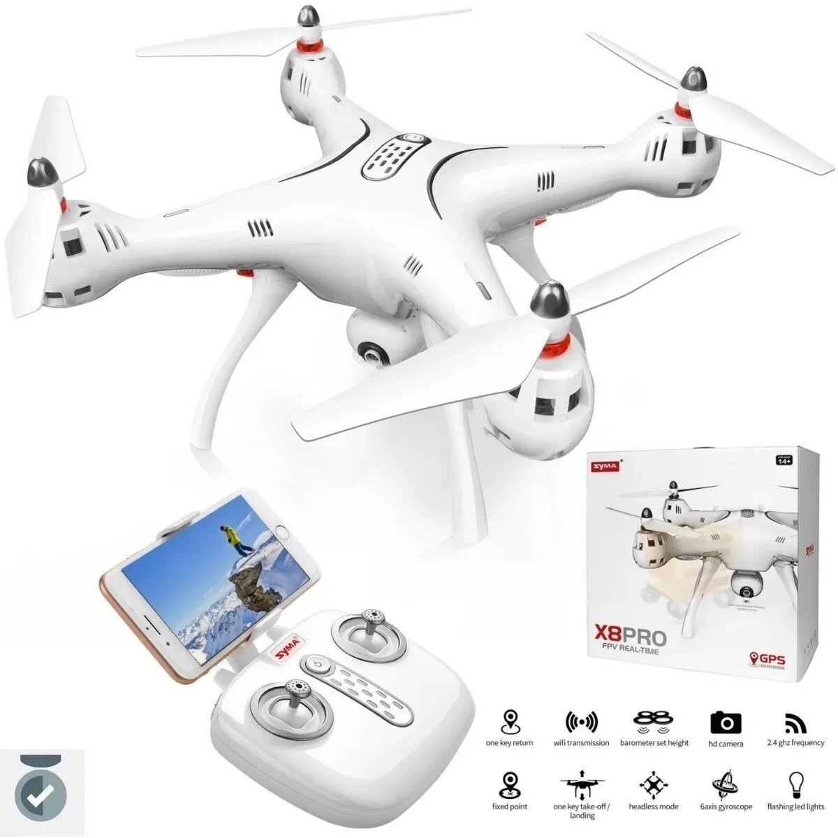 Imagen Syma X8pro Cuadricóptero De Dron Rc Gps Con Wifi Fpv Cámara