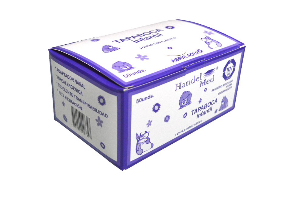 Imagen Tapabocas termosellado infantil caja x 50 unidades 1
