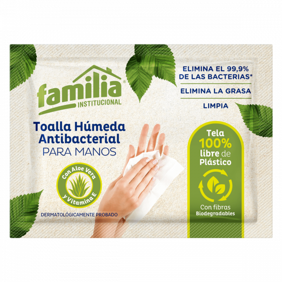 ImagenToalla Húmeda Limpiadora Antibacterial para manos x 100 empaque individual