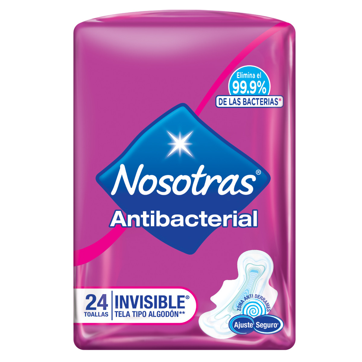 Imagen Toallas Higiénicas Nosotras Invisible Antibacterial x 24und 1