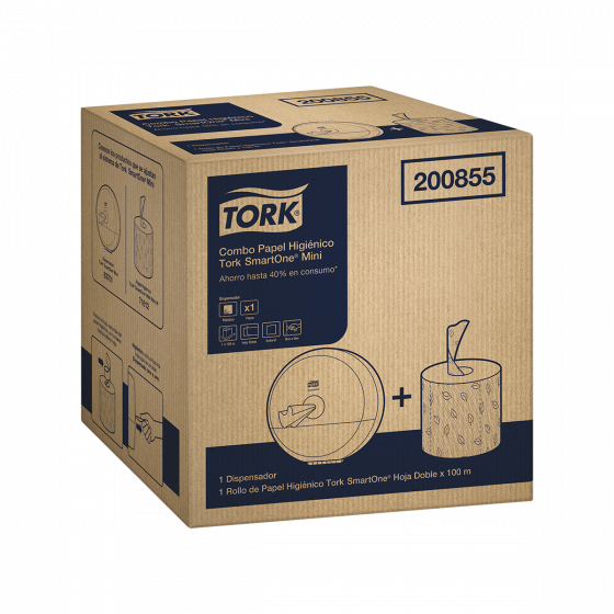 ImagenTork SmartOne® mini dispensador de papel higienico + Tork SmartOne® Mini Papel Higienico Advanced Natural 100 mts