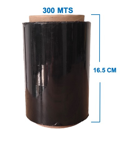 Rollo papel film vinipel strech negro de 25 cm x 300 mts